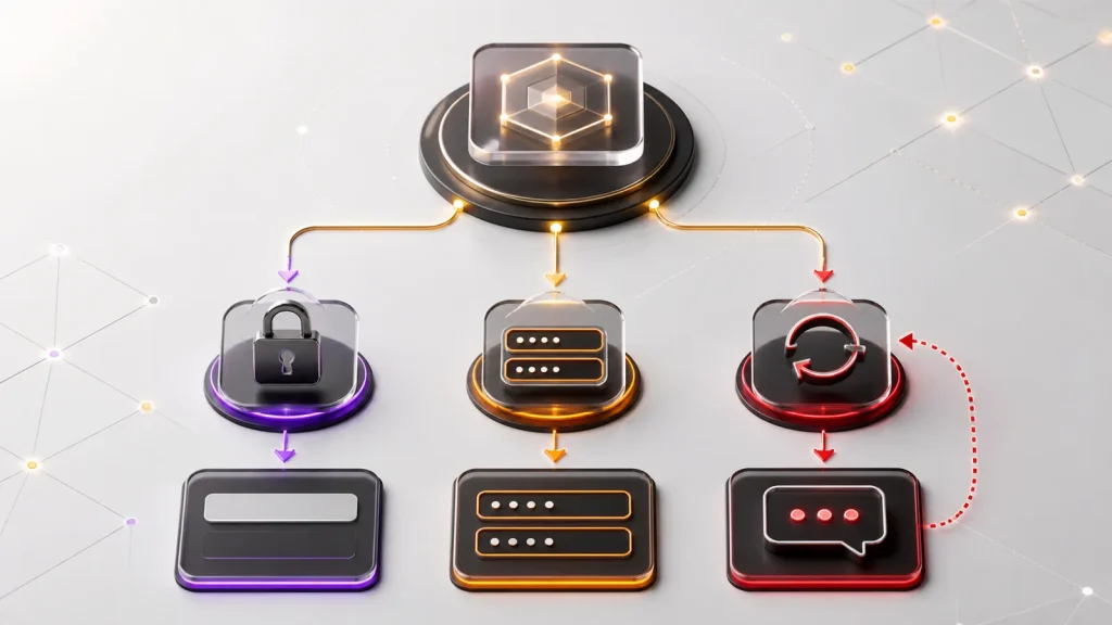 Fluxo visual de login, registro, recuperação e suporte da 87a