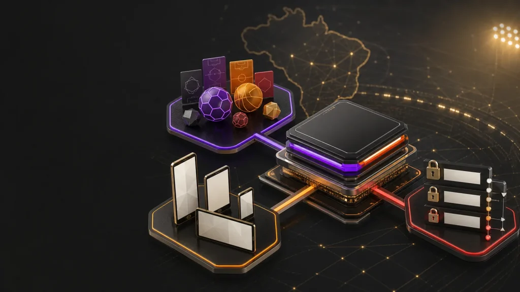 Ecossistema digital da 87a com jogos, aplicativo e áreas de conta
